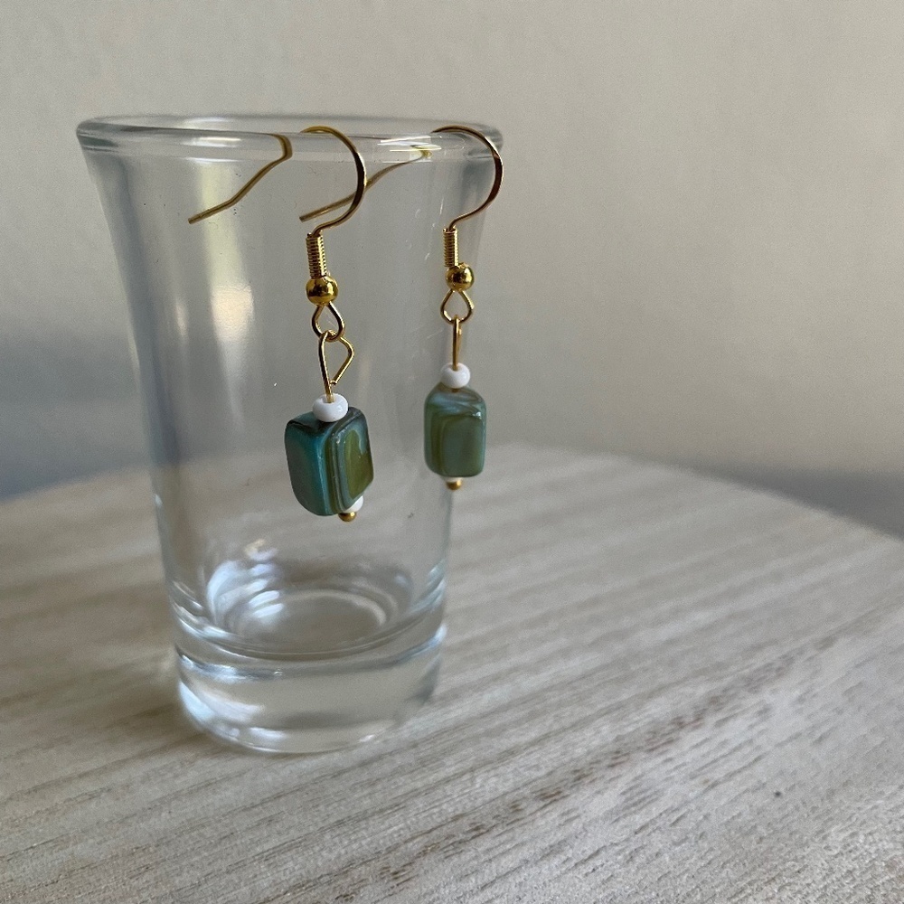 Gold and Stone Beaded Earrings
